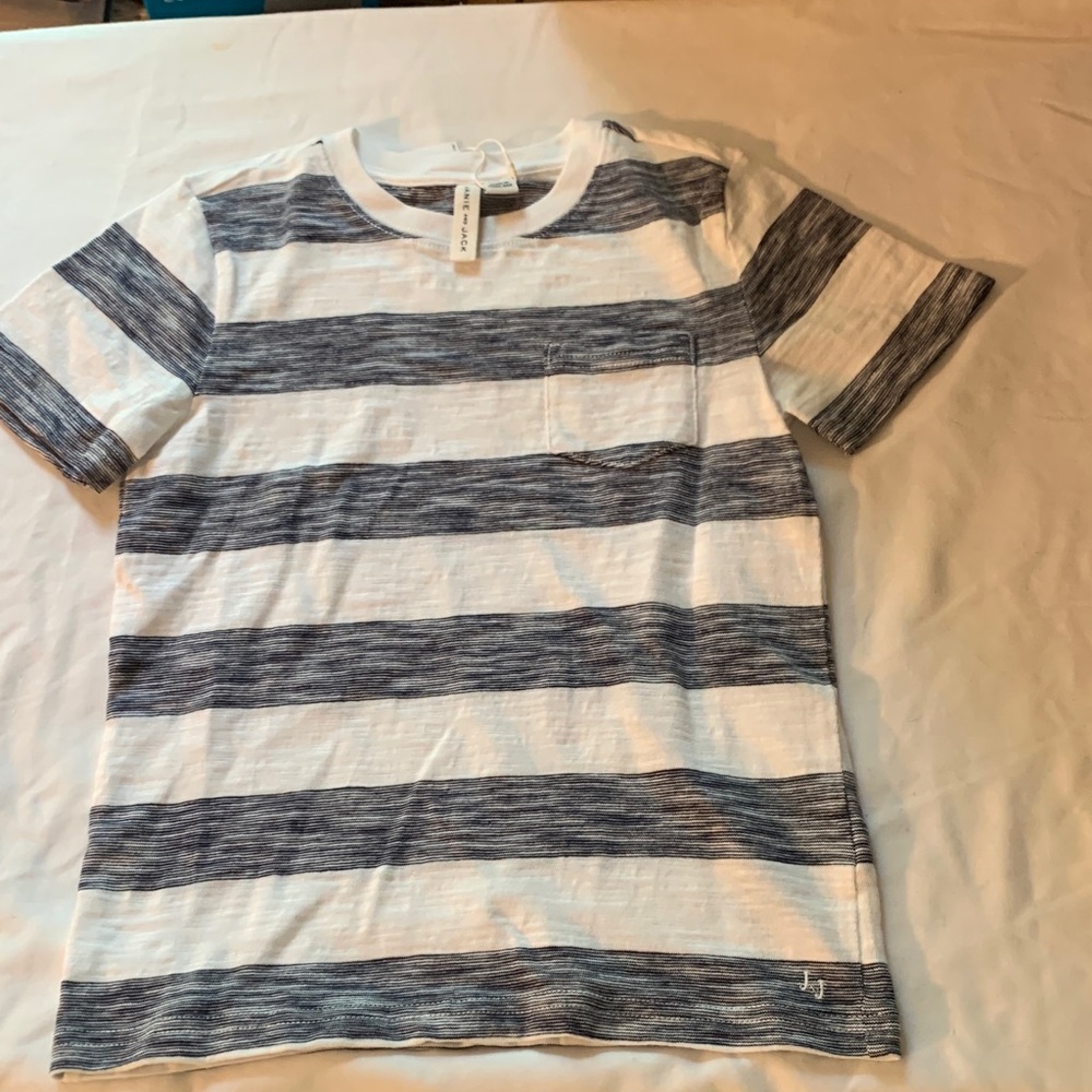 Janie and Jack Blue and White Short Sleeve Tee Casual Stripes